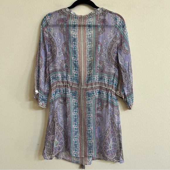 Calypso St. Barth Womens Lavendar Paisley Print Sheer Swim Cover Up XS - Picture 2 of 2